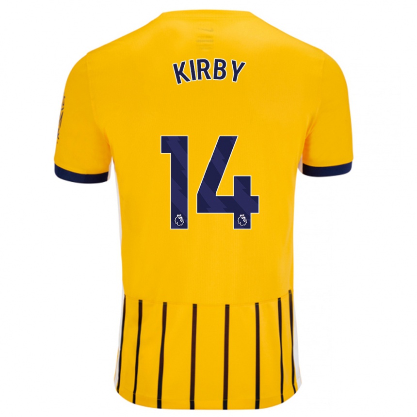 Enfant Football Maillot Fran Kirby #14 Doré Bleu À Fines Rayures Tenues Extérieur 2024/25