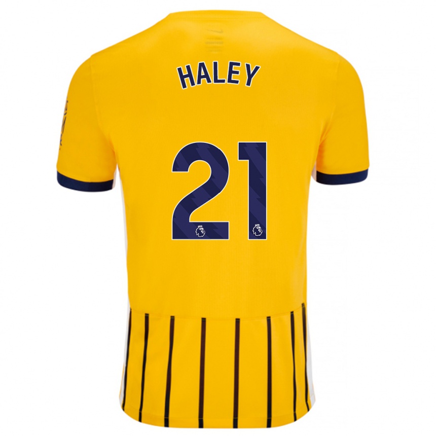 Enfant Football Maillot Madison Haley #21 Doré Bleu À Fines Rayures Tenues Extérieur 2024/25