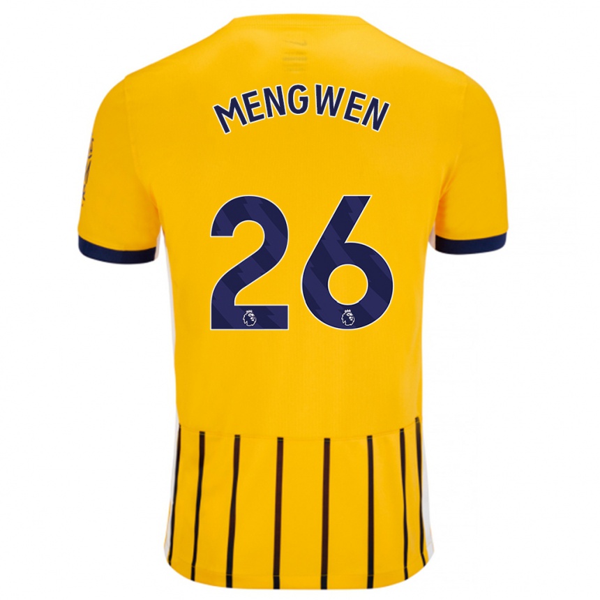 Enfant Football Maillot Li Mengwen #26 Doré Bleu À Fines Rayures Tenues Extérieur 2024/25