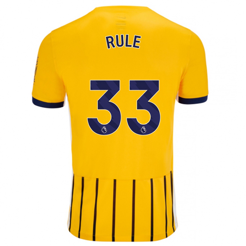 Enfant Football Maillot Charlize Jayde Rule #33 Doré Bleu À Fines Rayures Tenues Extérieur 2024/25