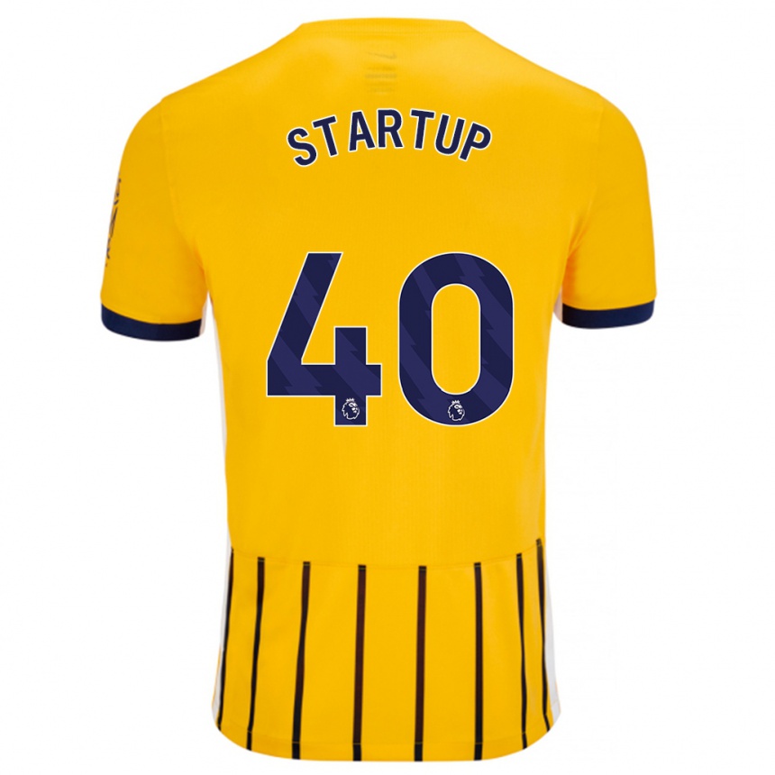 Enfant Football Maillot Katie Startup #40 Doré Bleu À Fines Rayures Tenues Extérieur 2024/25