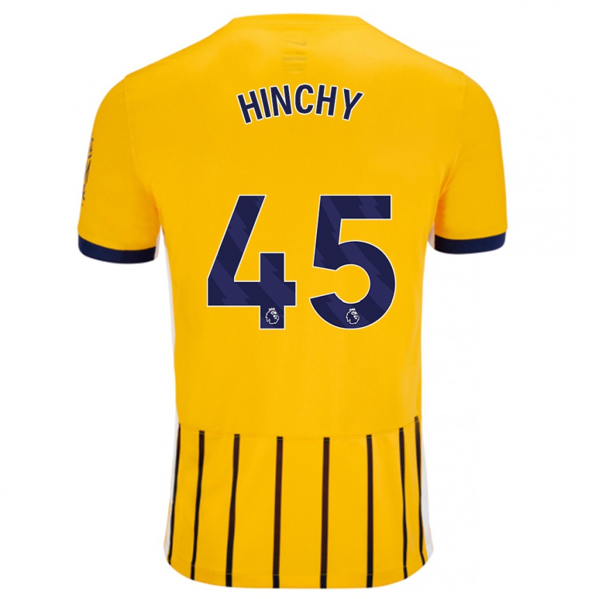 Enfant Football Maillot Jack Hinchy #45 Doré Bleu À Fines Rayures Tenues Extérieur 2024/25