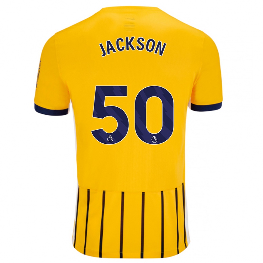 Enfant Football Maillot Ben Jackson #50 Doré Bleu À Fines Rayures Tenues Extérieur 2024/25