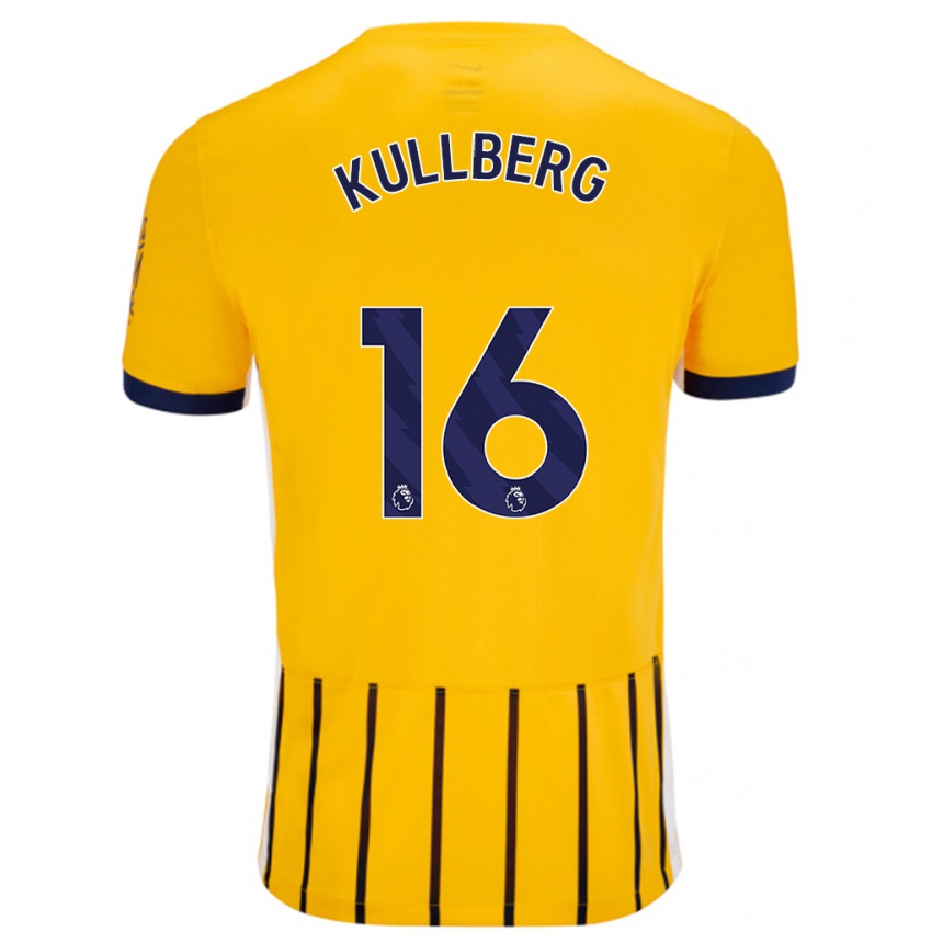 Enfant Football Maillot Emma Nanny Charlotte Kullberg #16 Doré Bleu À Fines Rayures Tenues Extérieur 2024/25