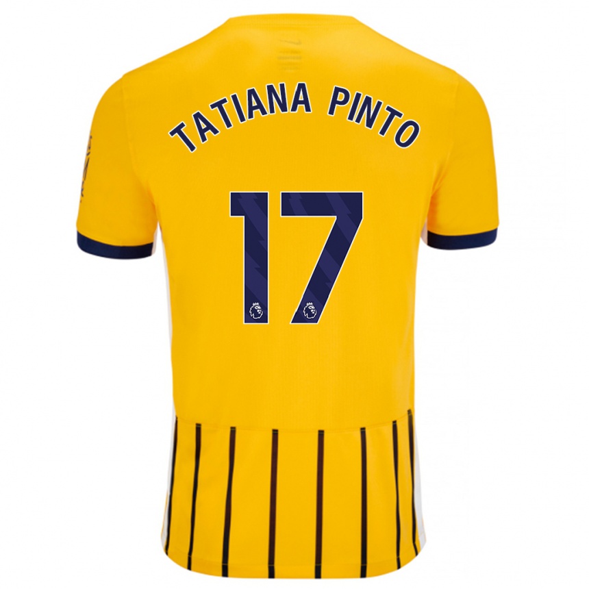 Enfant Football Maillot Tatiana Vanessa Ferreira Pinto #17 Doré Bleu À Fines Rayures Tenues Extérieur 2024/25