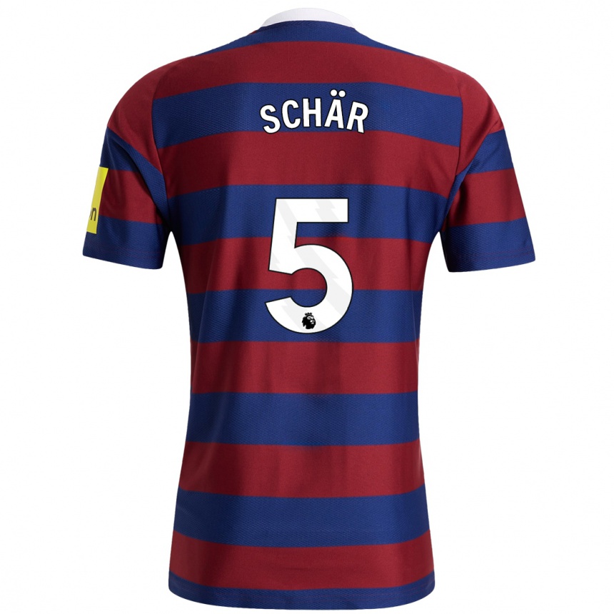 Enfant Football Maillot Fabian Schär #5 Bordeaux Bleu Marine Tenues Extérieur 2024/25