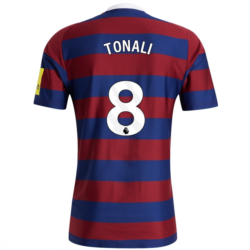 Enfant Football Maillot Sandro Tonali #8 Bordeaux Bleu Marine Tenues Extérieur 2024/25