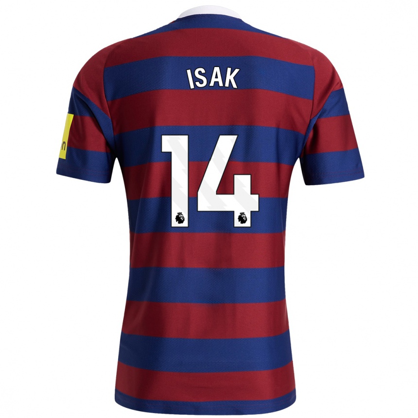 Enfant Football Maillot Alexander Isak #14 Bordeaux Bleu Marine Tenues Extérieur 2024/25