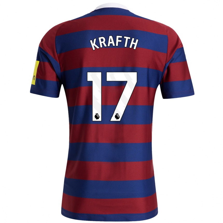 Enfant Football Maillot Emil Krafth #17 Bordeaux Bleu Marine Tenues Extérieur 2024/25