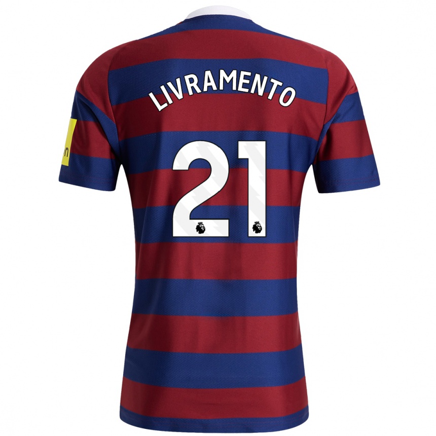 Enfant Football Maillot Tino Livramento #21 Bordeaux Bleu Marine Tenues Extérieur 2024/25