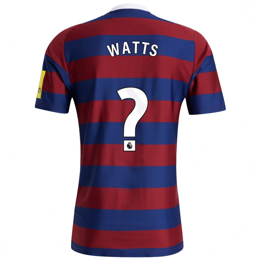 Enfant Football Maillot Logan Watts #0 Bordeaux Bleu Marine Tenues Extérieur 2024/25