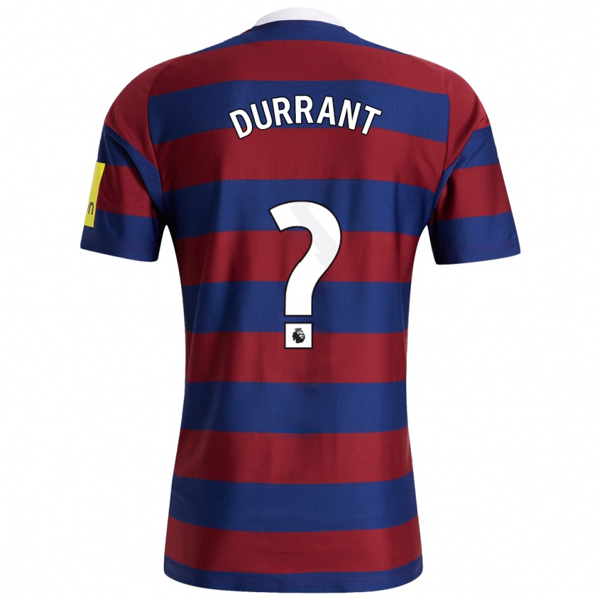 Enfant Football Maillot Jake Durrant #0 Bordeaux Bleu Marine Tenues Extérieur 2024/25