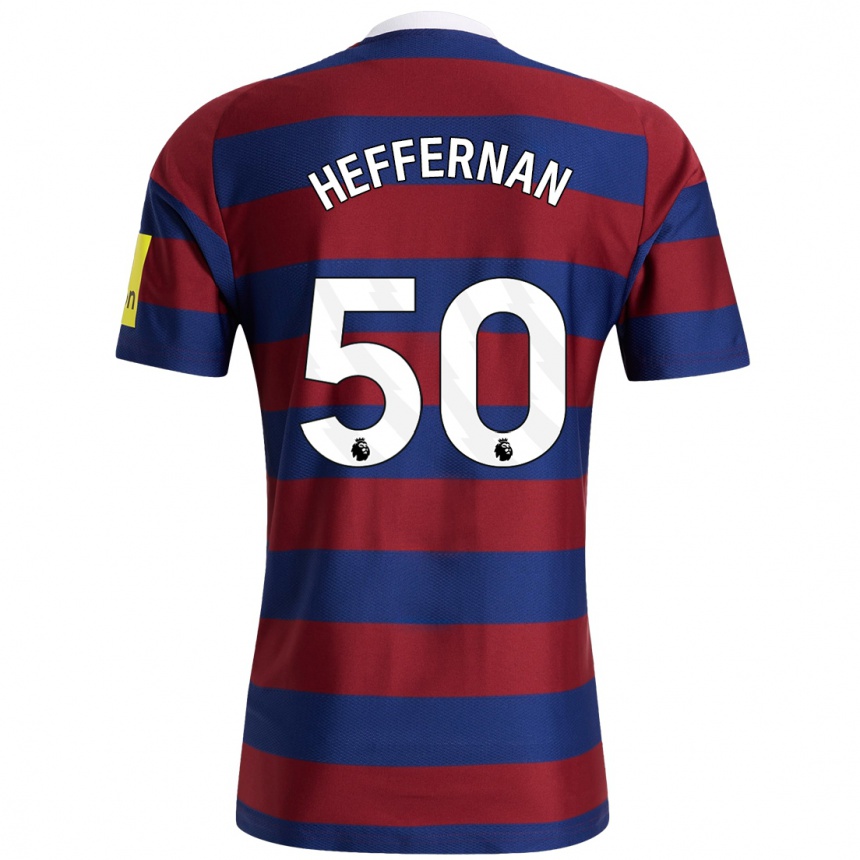 Enfant Football Maillot Cathal Heffernan #50 Bordeaux Bleu Marine Tenues Extérieur 2024/25