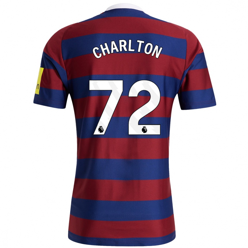 Enfant Football Maillot Dylan Charlton #72 Bordeaux Bleu Marine Tenues Extérieur 2024/25