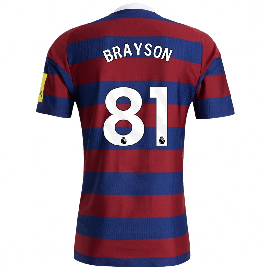 Enfant Football Maillot Joe Brayson #81 Bordeaux Bleu Marine Tenues Extérieur 2024/25