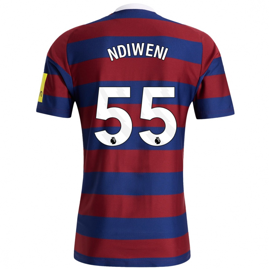 Enfant Football Maillot Michael Ndiweni #55 Bordeaux Bleu Marine Tenues Extérieur 2024/25