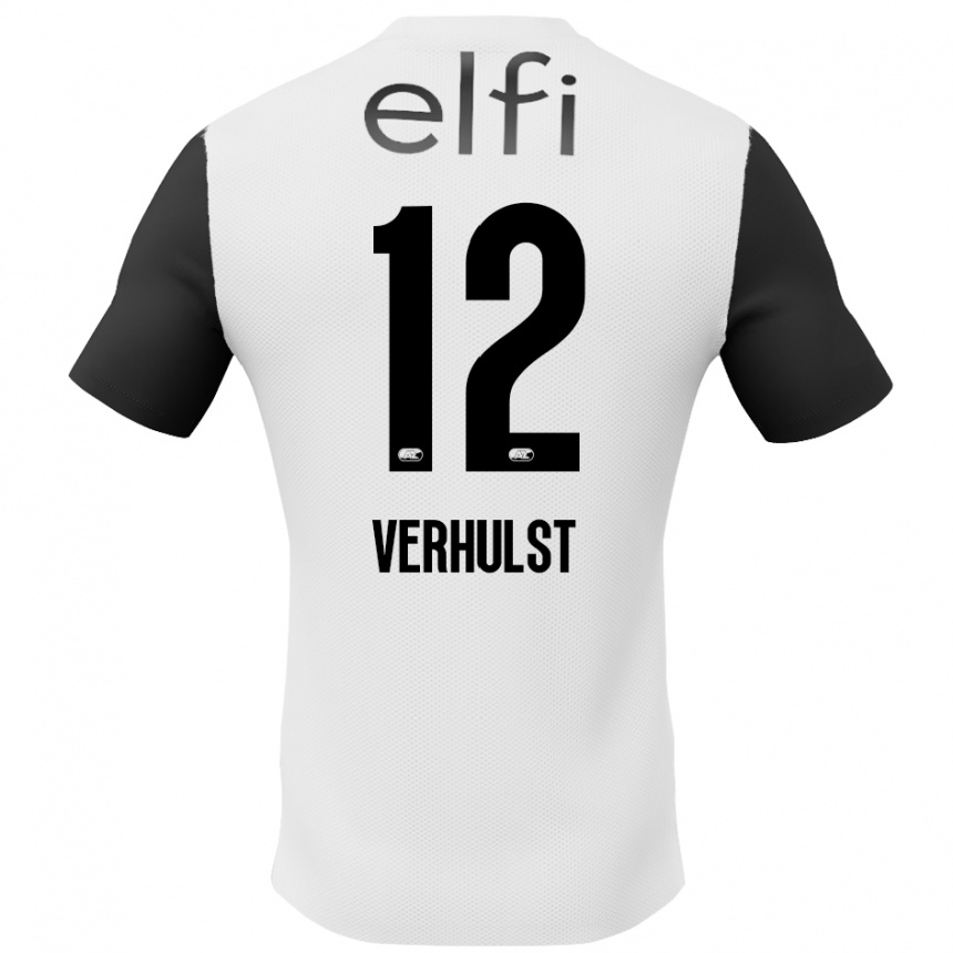 Enfant Football Maillot Hobie Verhulst #12 Blanc Noir Tenues Extérieur 2024/25