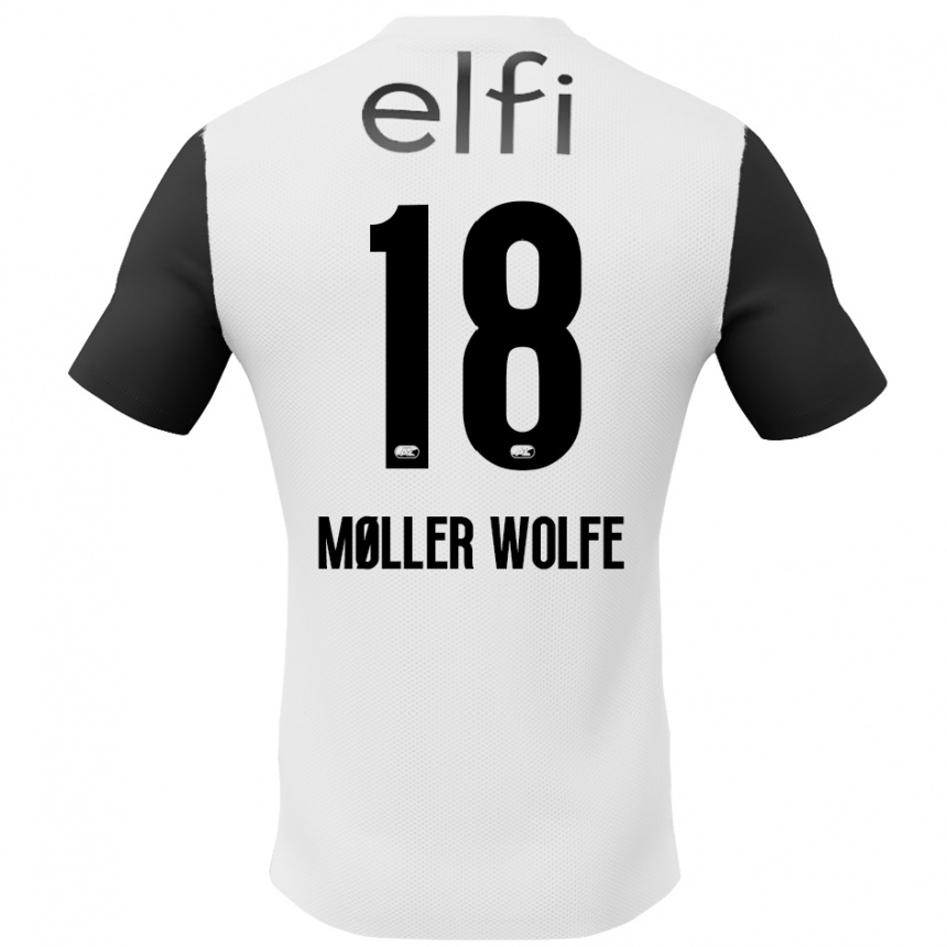 Enfant Football Maillot David Møller Wolfe #18 Blanc Noir Tenues Extérieur 2024/25