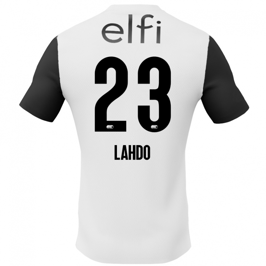 Enfant Football Maillot Mayckel Lahdo #23 Blanc Noir Tenues Extérieur 2024/25