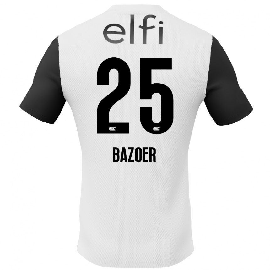 Enfant Football Maillot Riechedly Bazoer #25 Blanc Noir Tenues Extérieur 2024/25