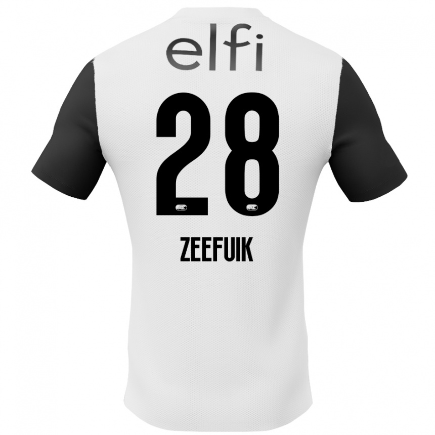 Enfant Football Maillot Lequincio Zeefuik #28 Blanc Noir Tenues Extérieur 2024/25