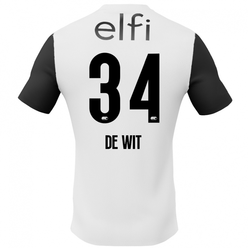 Enfant Football Maillot Mees De Wit #34 Blanc Noir Tenues Extérieur 2024/25