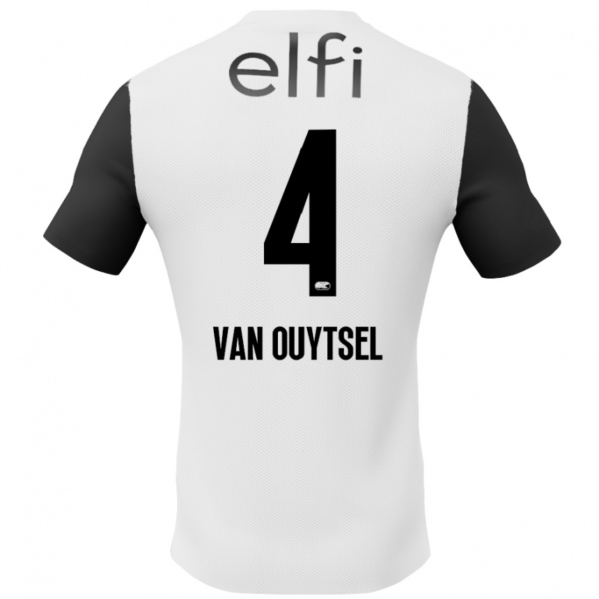 Enfant Football Maillot Kevin Van Ouytsel #4 Blanc Noir Tenues Extérieur 2024/25