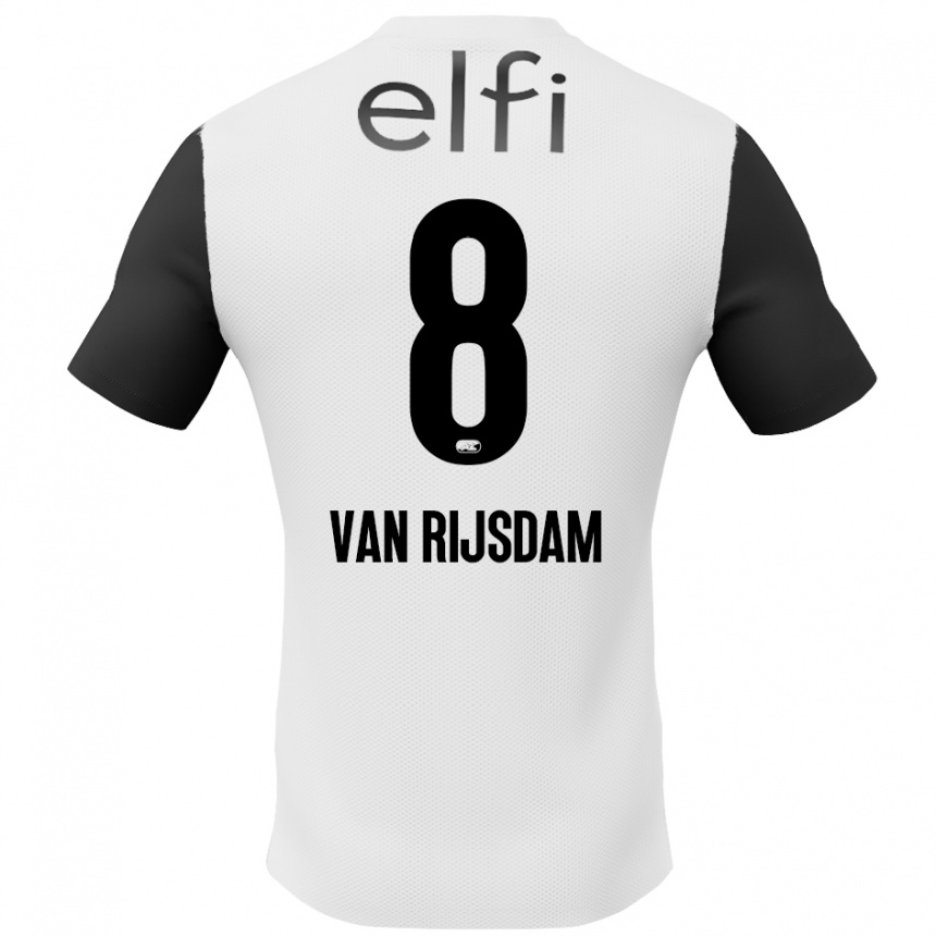 Enfant Football Maillot Julian Van Rijsdam #8 Blanc Noir Tenues Extérieur 2024/25