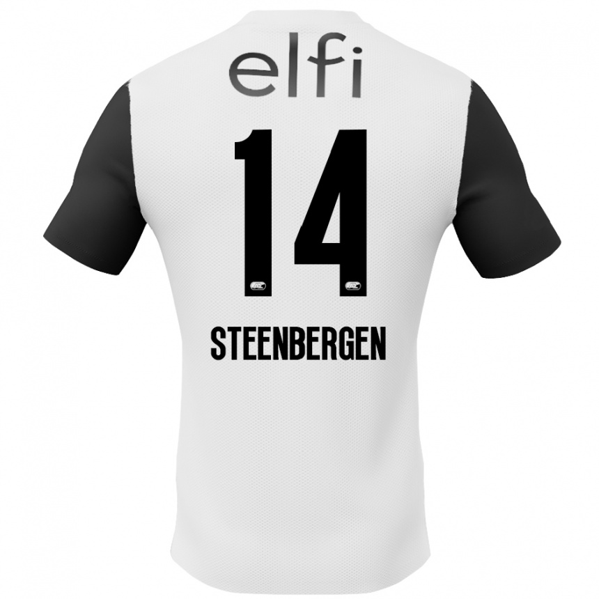 Enfant Football Maillot Thom Steenbergen #14 Blanc Noir Tenues Extérieur 2024/25