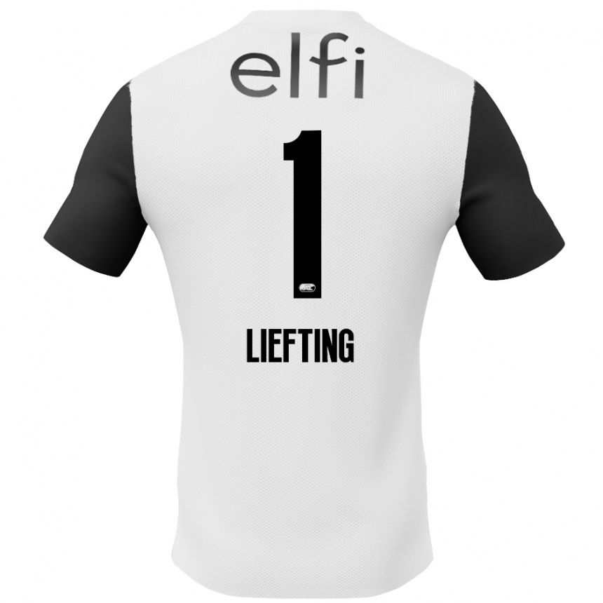 Enfant Football Maillot Femke Liefting #1 Blanc Noir Tenues Extérieur 2024/25