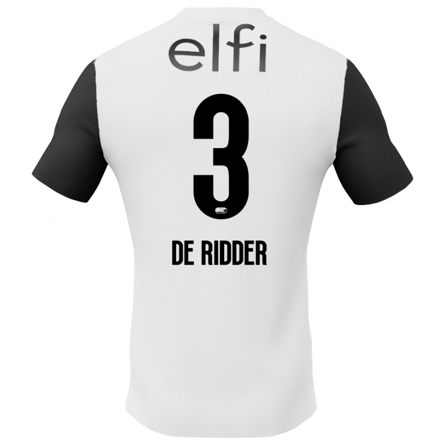 Enfant Football Maillot Djoeke De Ridder #3 Blanc Noir Tenues Extérieur 2024/25