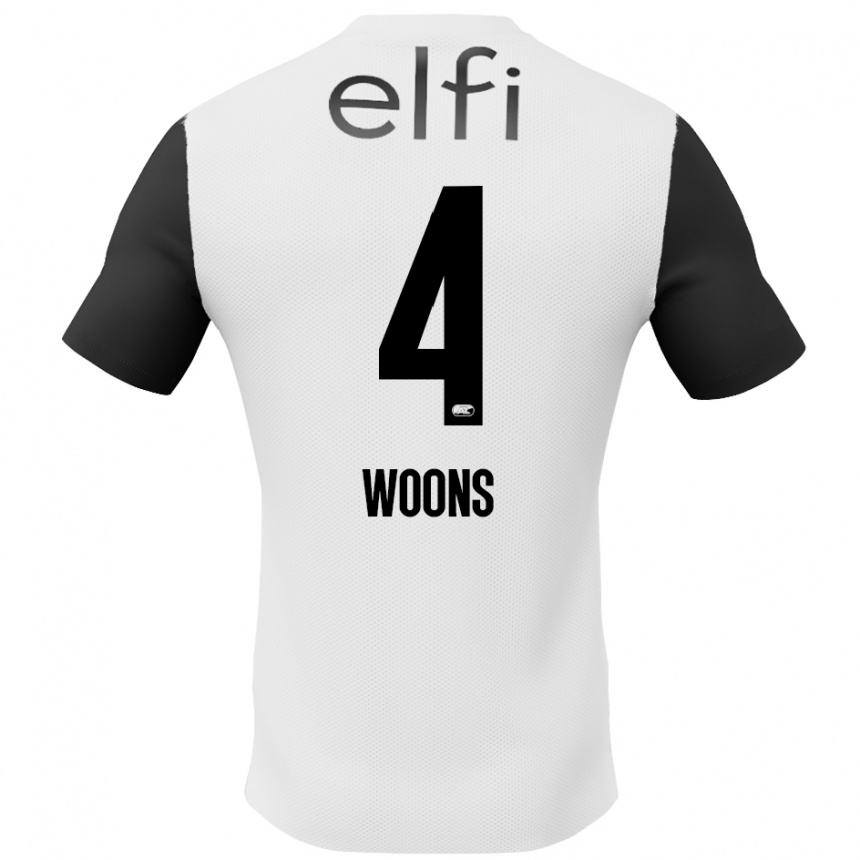 Enfant Football Maillot Karlijn Woons #4 Blanc Noir Tenues Extérieur 2024/25