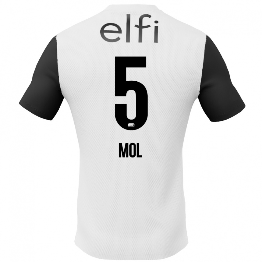 Enfant Football Maillot Camie Mol #5 Blanc Noir Tenues Extérieur 2024/25