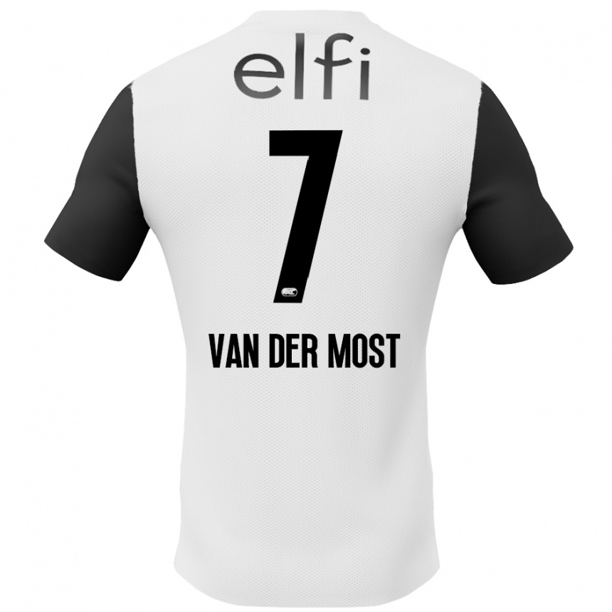 Enfant Football Maillot Veerle Van Der Most #7 Blanc Noir Tenues Extérieur 2024/25