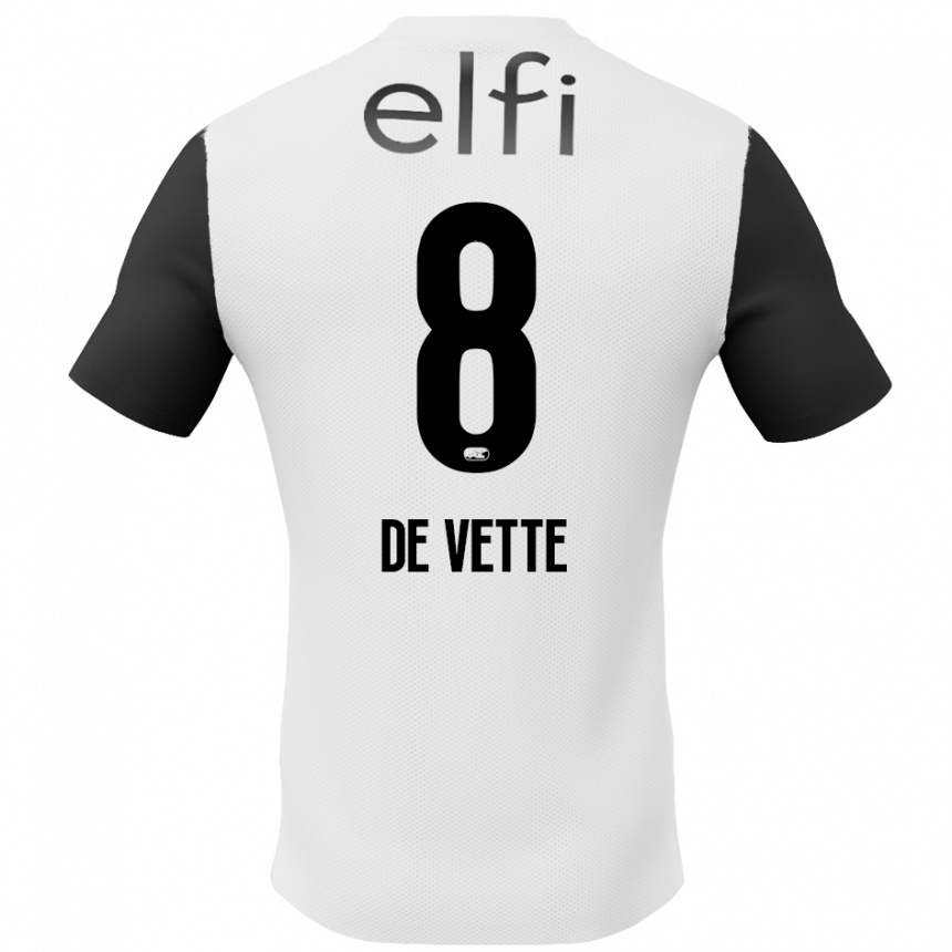 Enfant Football Maillot Manique De Vette #8 Blanc Noir Tenues Extérieur 2024/25