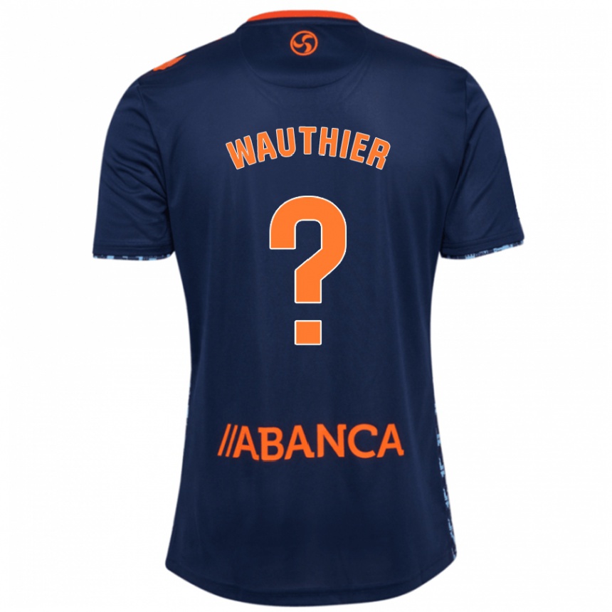 Enfant Football Maillot Hugo Wauthier #0 Bleu Marine Tenues Extérieur 2024/25