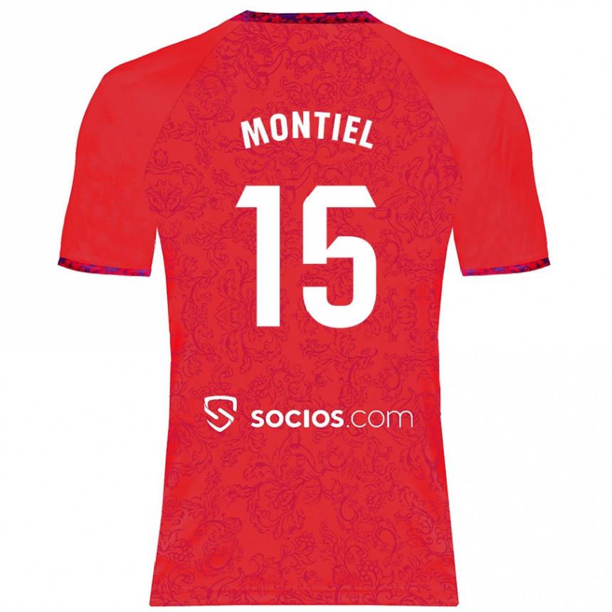 Enfant Football Maillot Gonzalo Montiel #15 Rouge Tenues Extérieur 2024/25