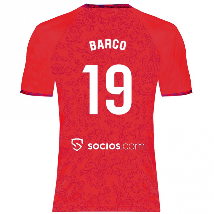 Enfant Football Maillot Valentín Barco #19 Rouge Tenues Extérieur 2024/25