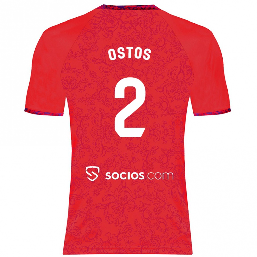 Enfant Football Maillot Fran Ostos #2 Rouge Tenues Extérieur 2024/25