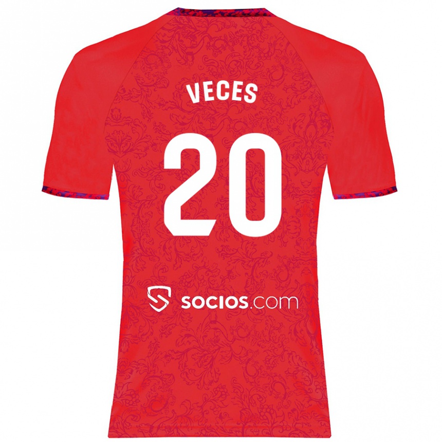 Enfant Football Maillot Sergio Veces #20 Rouge Tenues Extérieur 2024/25