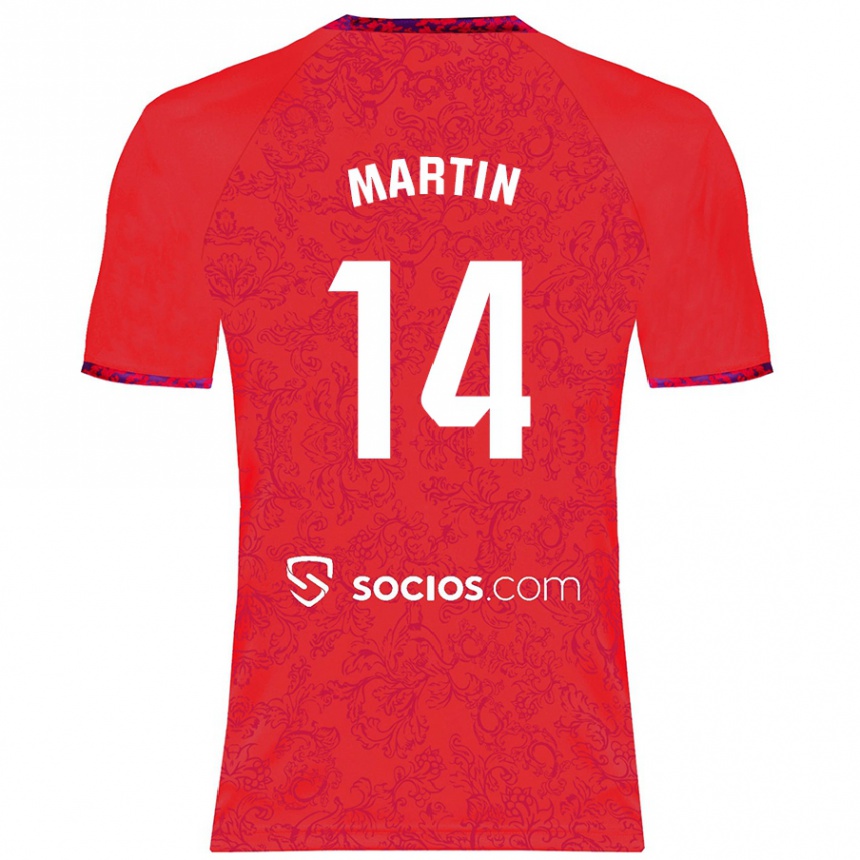 Enfant Football Maillot Nazareth Martín #14 Rouge Tenues Extérieur 2024/25