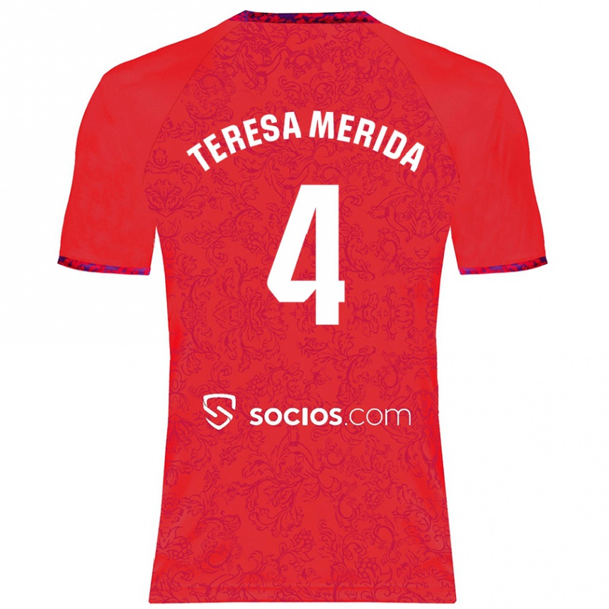 Enfant Football Maillot Teresa Merida #4 Rouge Tenues Extérieur 2024/25