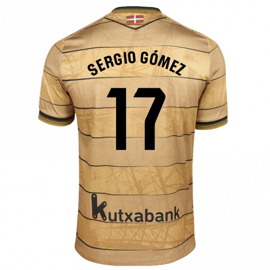 Enfant Football Maillot Sergio Gómez #17 Marron Tenues Extérieur 2024/25