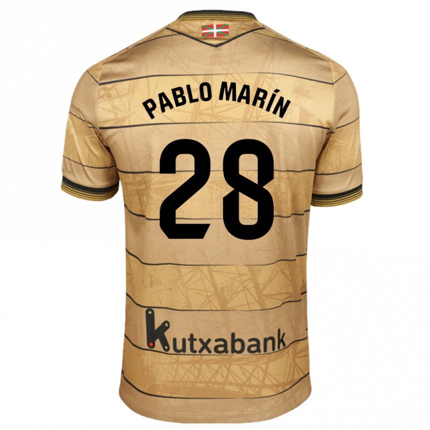 Enfant Football Maillot Pablo Marín #28 Marron Tenues Extérieur 2024/25