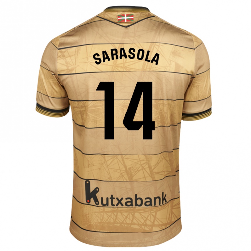 Enfant Football Maillot Izarne Sarasola Beain #14 Marron Tenues Extérieur 2024/25