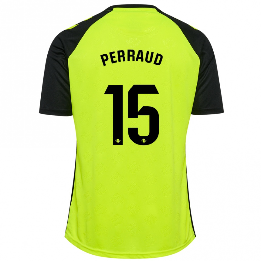 Enfant Football Maillot Romain Perraud #15 Jaune Fluo Noir Tenues Extérieur 2024/25