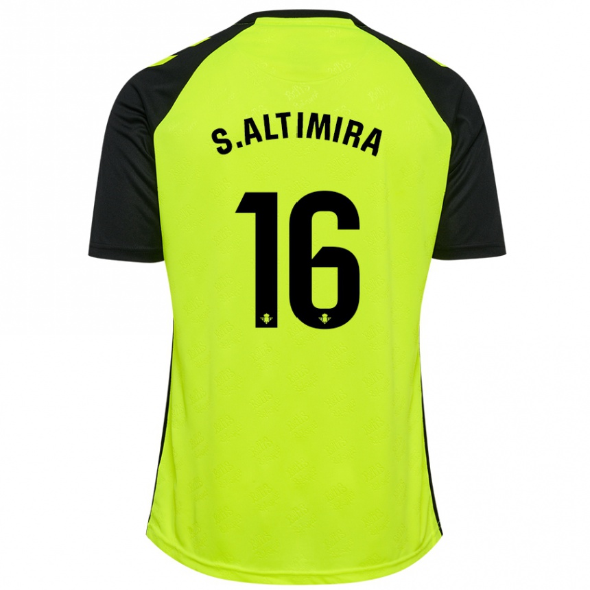 Enfant Football Maillot Sergi Altimira #16 Jaune Fluo Noir Tenues Extérieur 2024/25