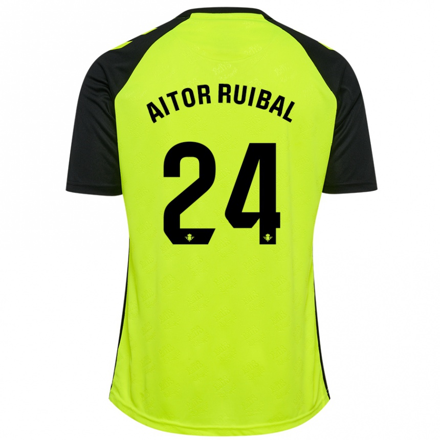 Enfant Football Maillot Aitor Ruibal #24 Jaune Fluo Noir Tenues Extérieur 2024/25