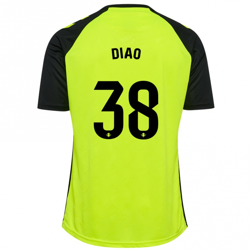 Enfant Football Maillot Assane Diao #38 Jaune Fluo Noir Tenues Extérieur 2024/25