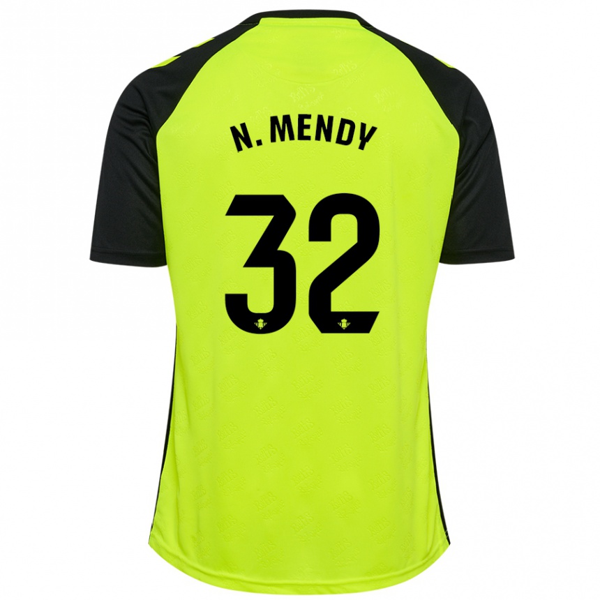 Enfant Football Maillot Nobel Mendy #32 Jaune Fluo Noir Tenues Extérieur 2024/25